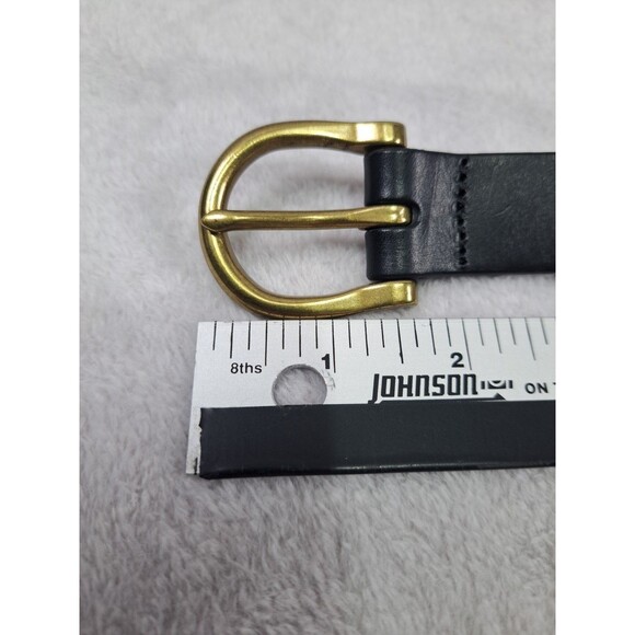 Madewell Black Leather Belt Womens Sz Small Slotted Brass Buckle Classic - Picture 8 of 9